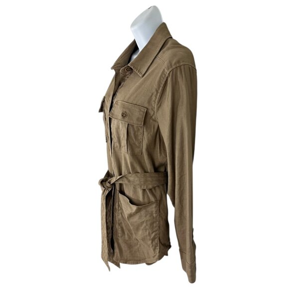 Level 99 Women's Size M Emme Linen Blend Belted Utility Sandcastle Jacket - Picture 3 of 8